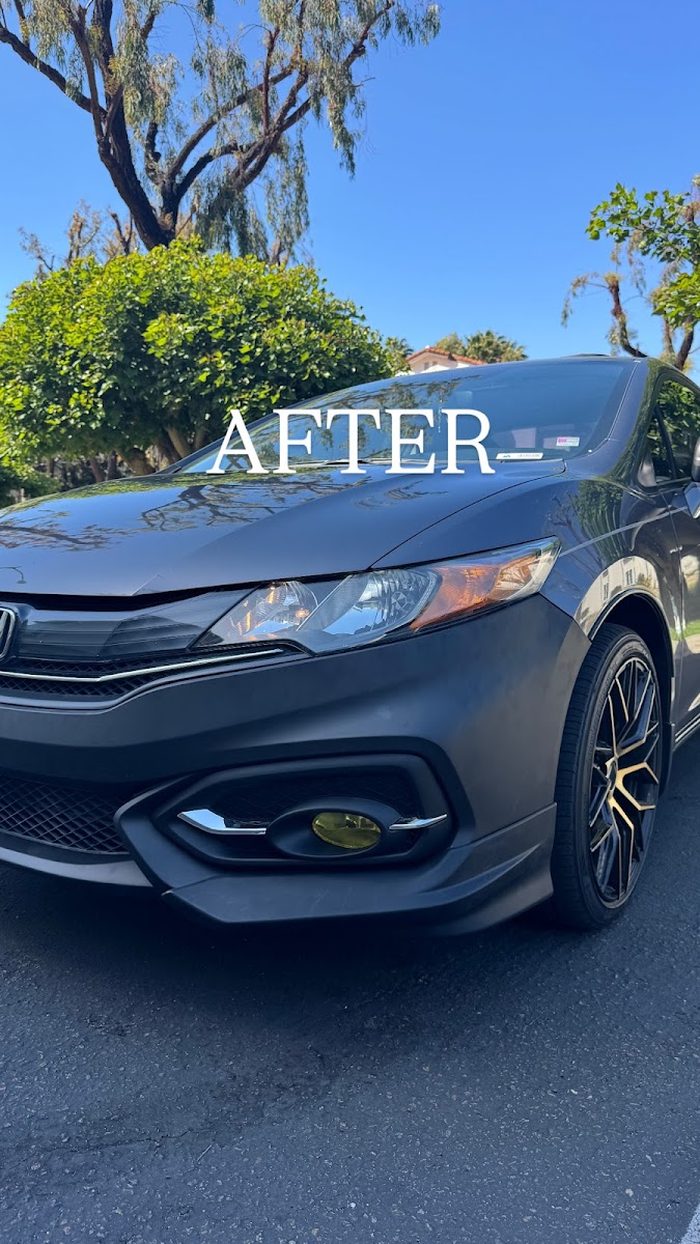 The gray Honda front end after repair
